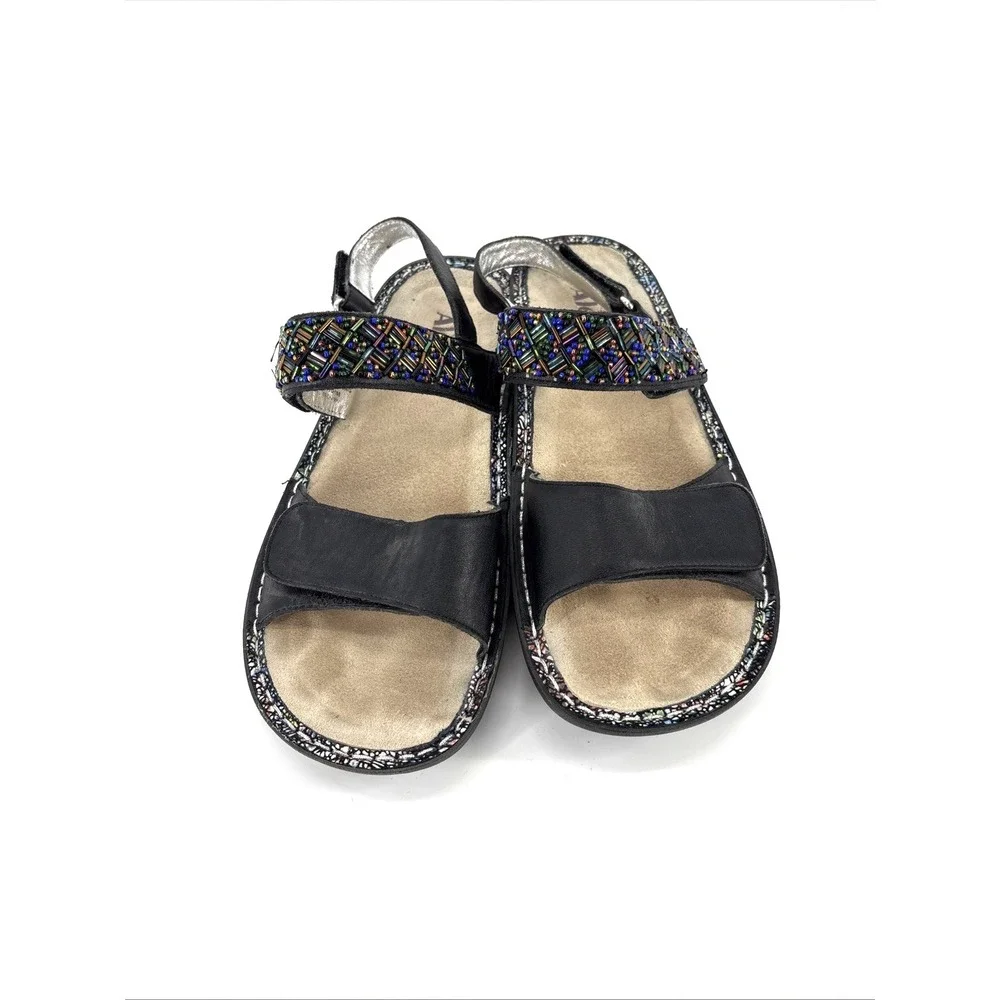 Alegria Verona Sandal Womens 9-9.5 EU 40 Black Leather Beaded Slingback Ver-649